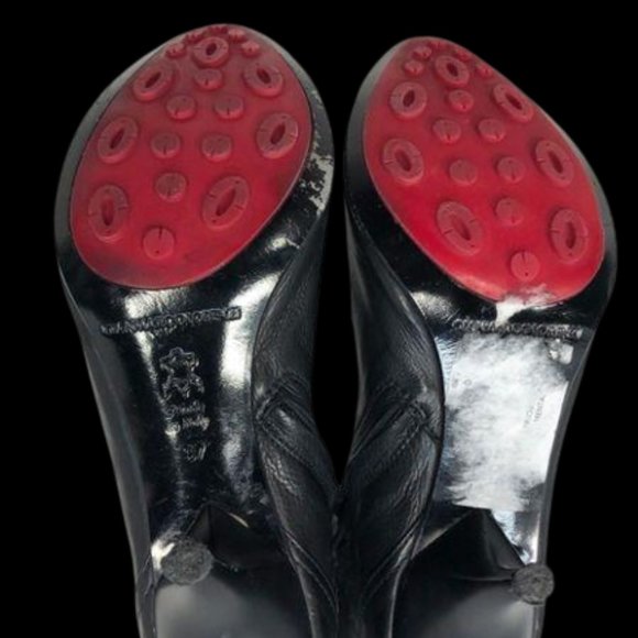 Gianmarco Lorenzi Black Leather Buckle Heeled Boots - Size 37 (Sz. 6) - Picture 3 of 8